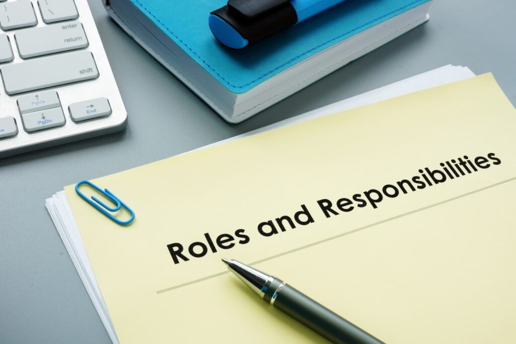 paper document with roles and responsibilities