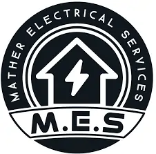 Mather Electrical Services Logo, house with lightening bolt