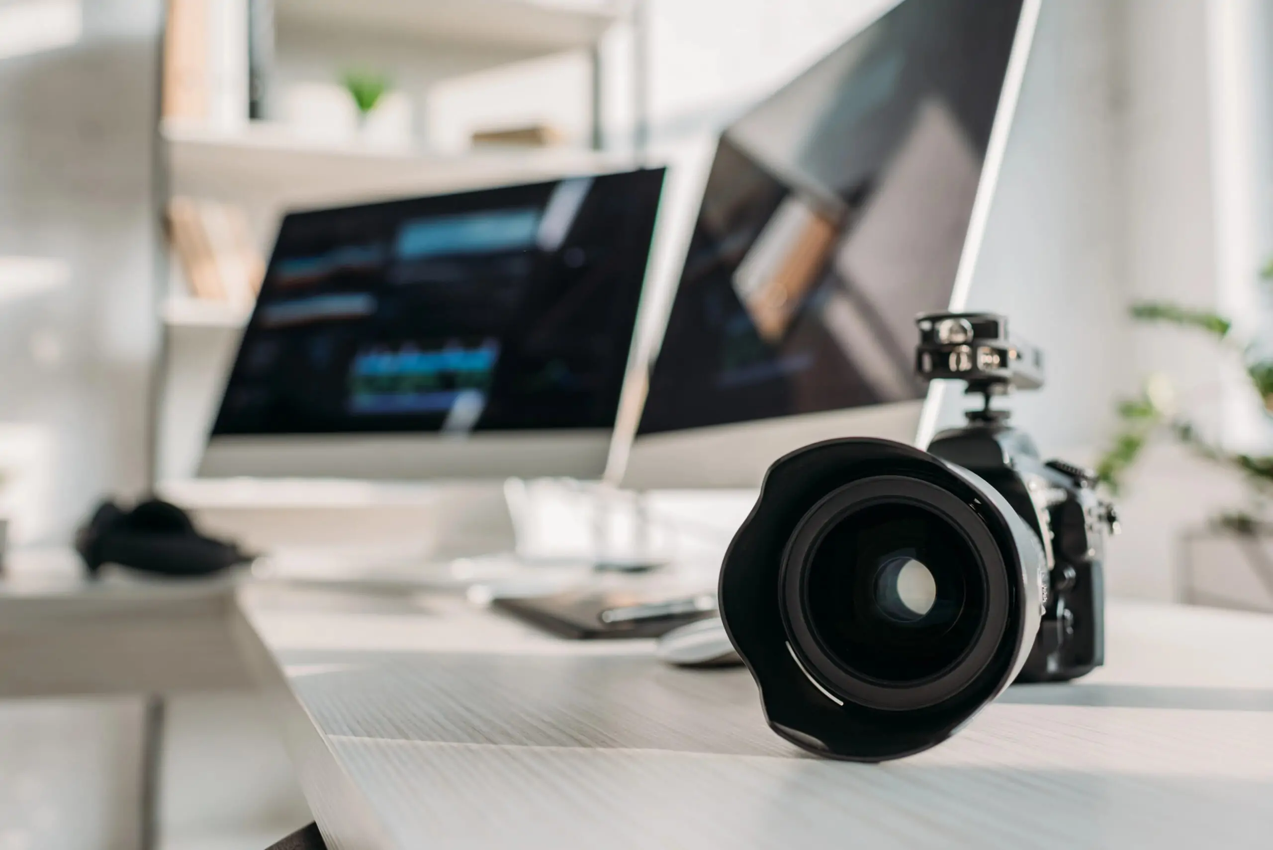 camera with monitor in background