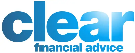 Clear Financial Advice text white background blue text centralised