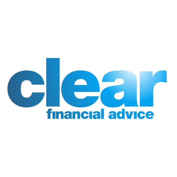 Clear Financial Advice text white background blue text centralised