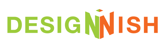 DesigNNish logo green an orange text