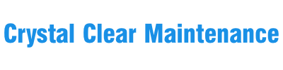 blue text white background of crystal clear maintenance