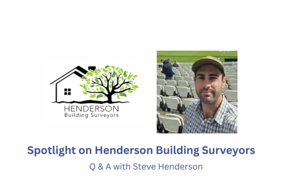 Henderson Surveyors Logo with Steve Henderson on the right