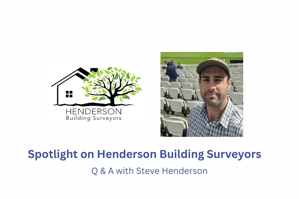 Henderson Surveyors Logo with Steve Henderson on the right