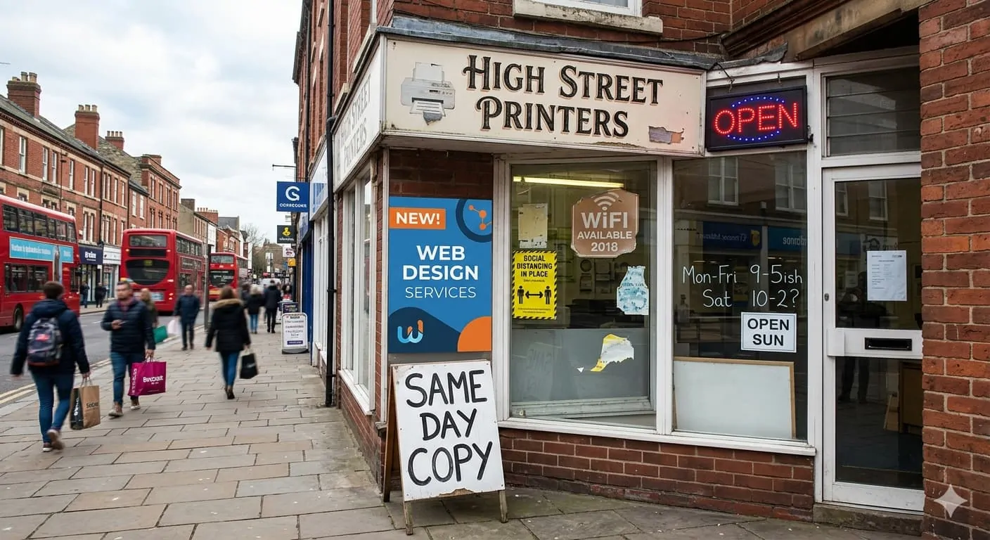a high street shop in the UK with poor brand consistency and messaging
